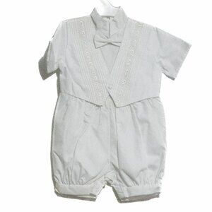 JJ Anjorden Boys White Shirt & Shorts Button Short Sleeve Polyester Size 9/12 M